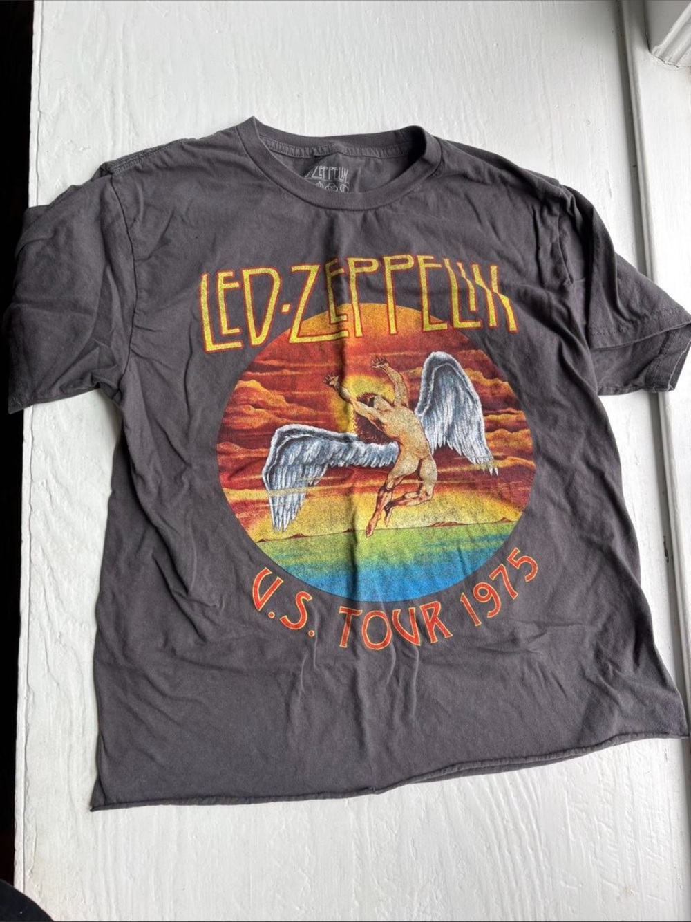 Led Zeppelin 1975 US Tour Custom Cut Graphic Band Tee M
